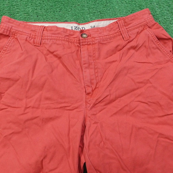 IZOD SALTWATER FLAT FRONT RED CHINO SHORTS MENS SIZE 34 - Picture 2 of 6